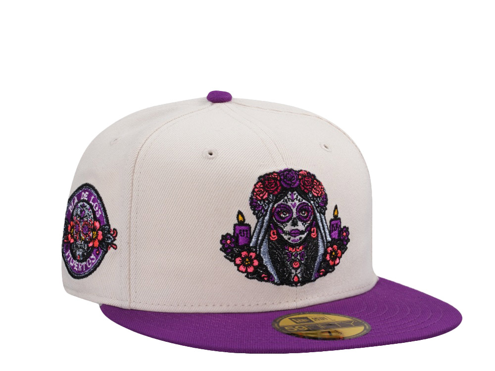 New Era Topperzstore Muertos Lady Light Cream Two Tone Edition 59Fifty Fitted Cap
