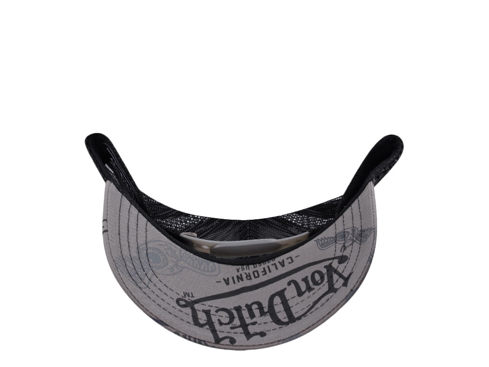 Von Dutch Oval Patch Gray Script Edition Trucker Snapback Cap