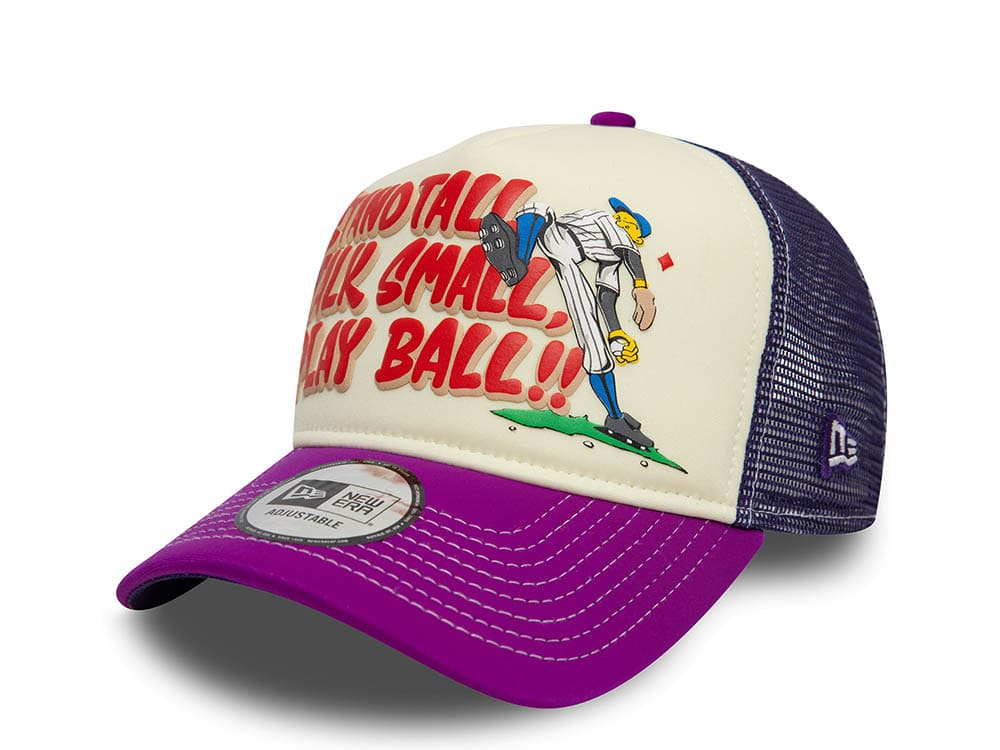 New Era Stand Tall Talk Small Play Ball Graphic White 9Forty A Frame Trucker Snapback Cap