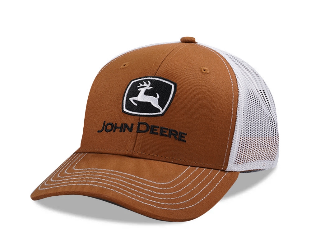 John Deere Logo Brown Trucker Snapback Cap