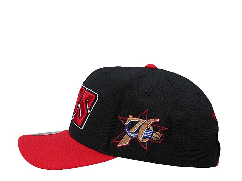 Mitchell & Ness Philadelphia 76ers Shredder Stretch Hardwood Classic Red Flex Snapback Cap