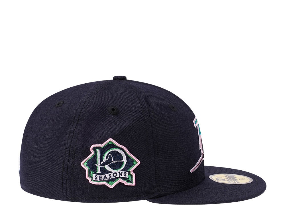 New Era Tampa Bay Rays 10 Seasons Navy and Pink Edition 59Fifty Fitted Cap