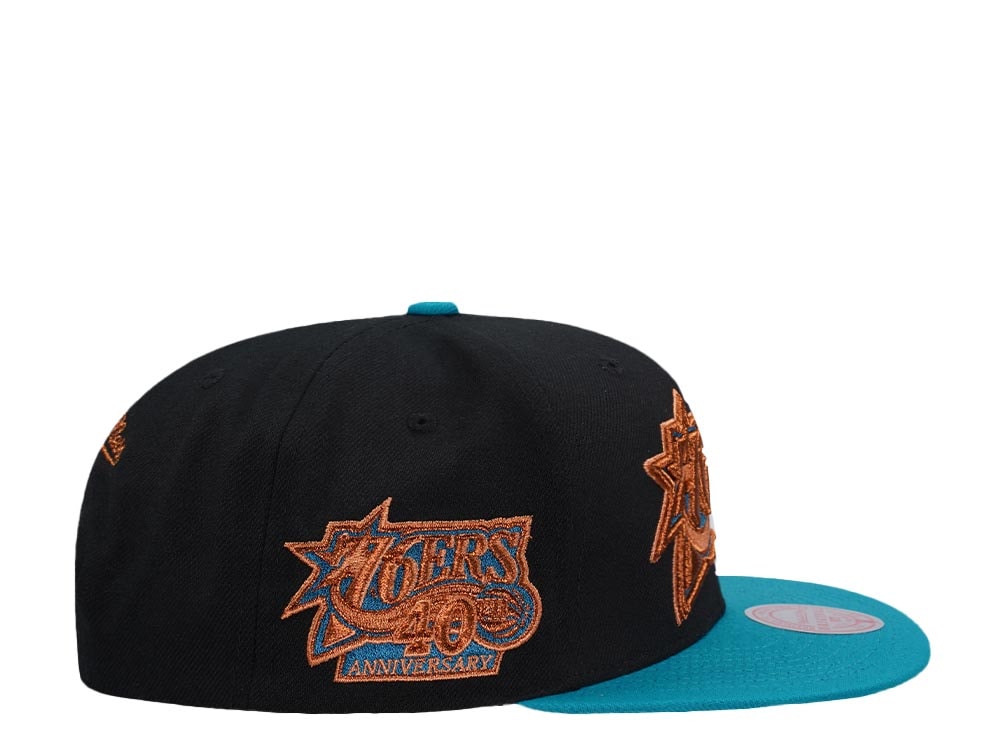 Mitchell & Ness Philadelphia 76ers 40th Anniversary Make Cents Black Two Tone Hardwood Classic Snapback Cap