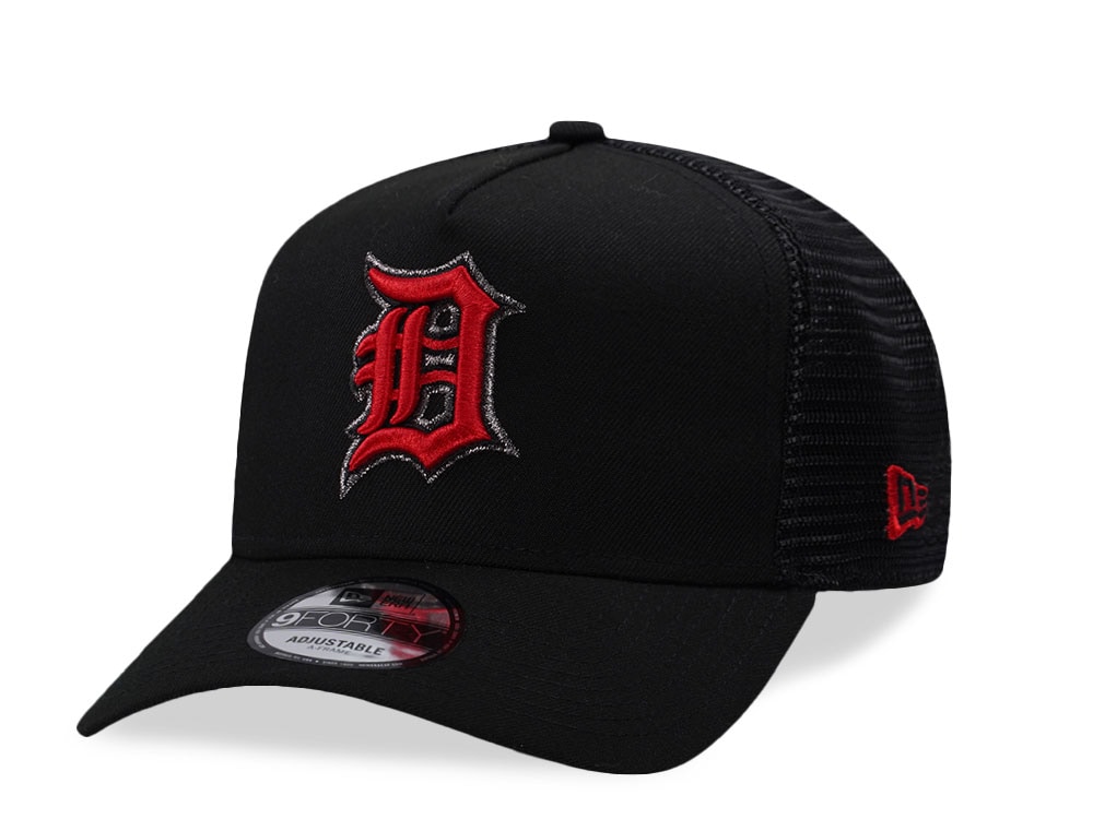 New Era Detroit Tigers Black And Red Edition 9Forty A Frame Trucker Snapback Cap