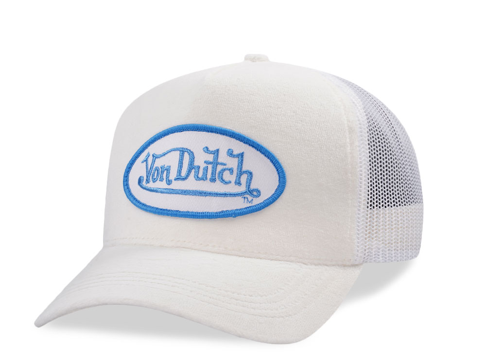Von Dutch Oval Patch White Velour Edition Trucker Snapback Cap