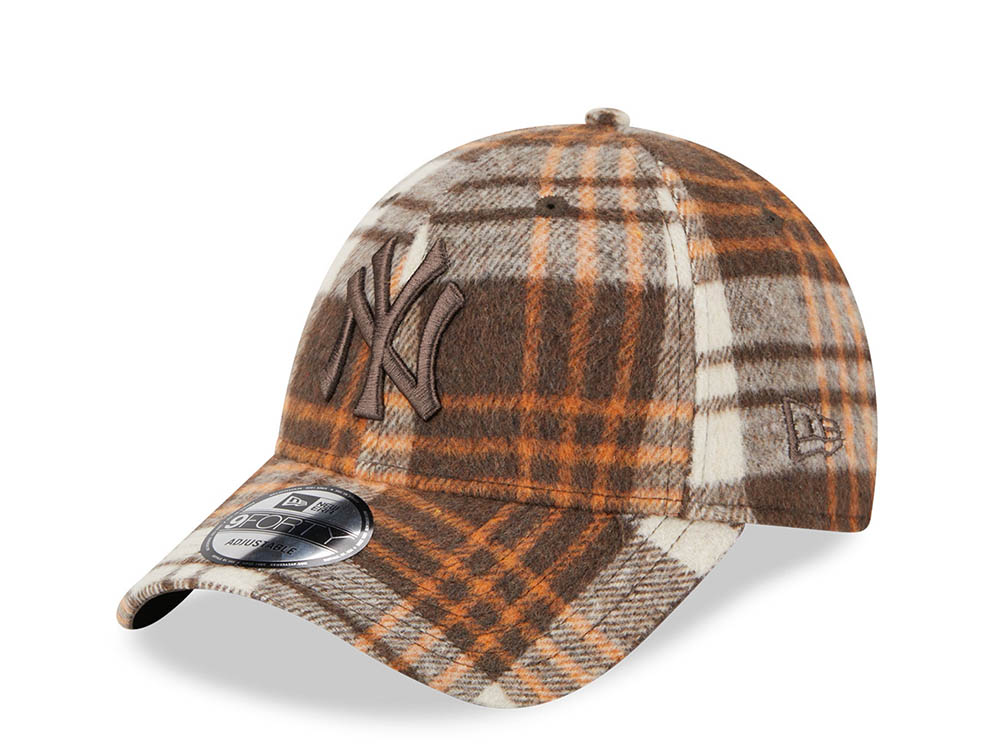 New Era New York Yankees Checkered Brown 9Forty Strapback Cap