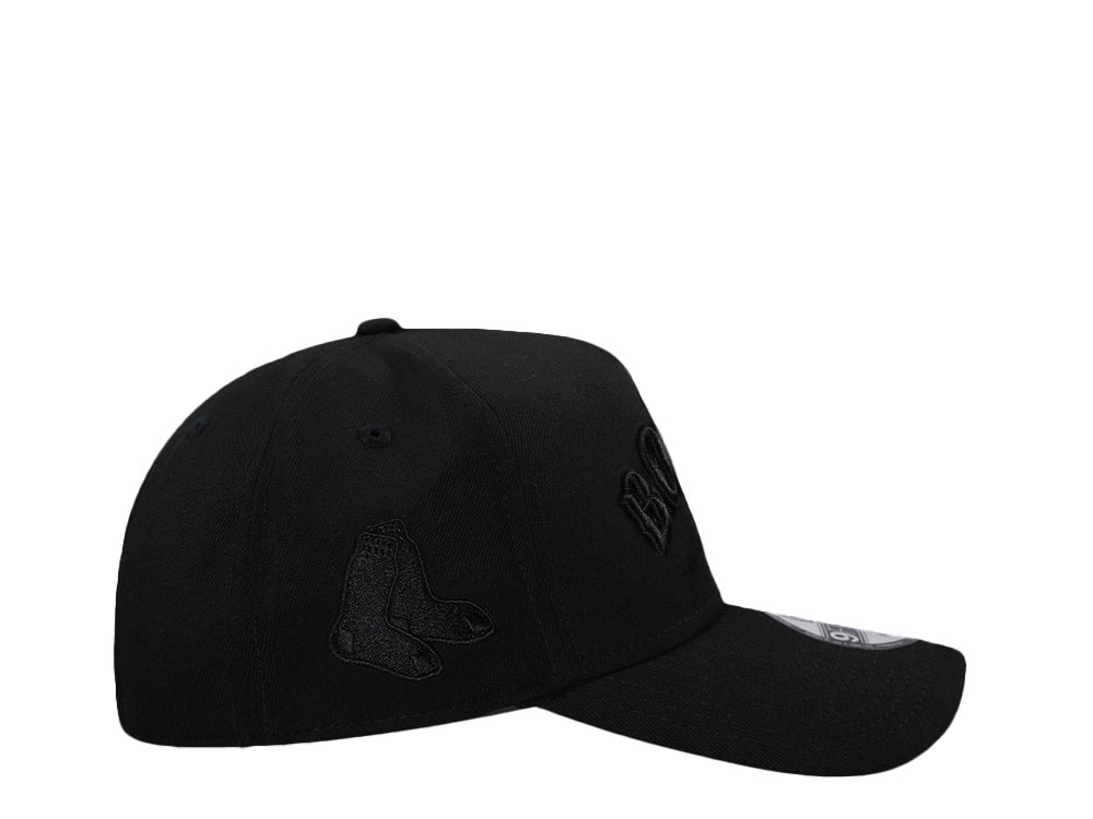 New Era Boston Red Sox Black On Black 9Forty A Frame Snapback Cap