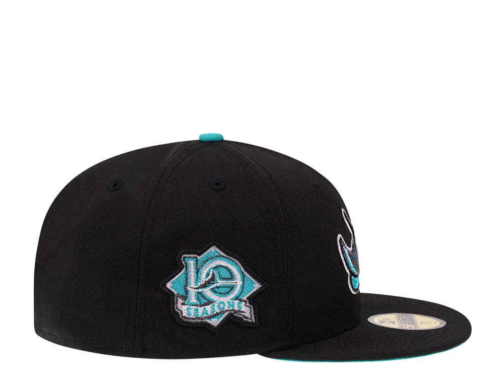 New Era Tampa Bay Rays 10th Anniversary Metallic Black Teal Edition 59Fifty Fitted Cap