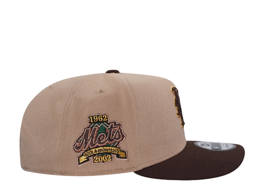 New Era New York Mets 40th Anniversary Tan Metallic Two Tone Edition 9Fifty A Frame Snapback Cap