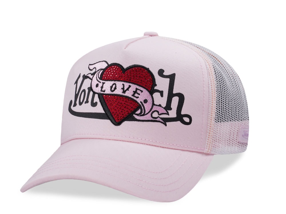 Von Dutch Love Heart Patch Pink Trucker Snapback Cap