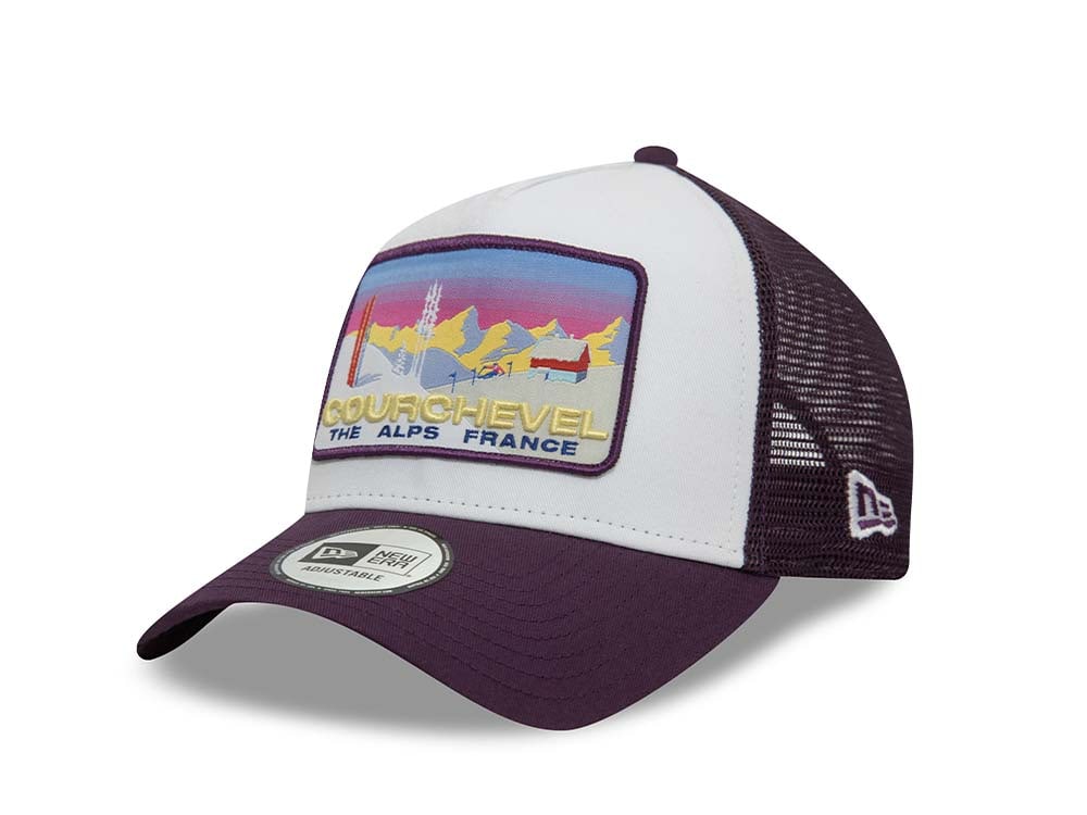 New Era Ski Patch Courchevel Edition White 9Forty A Frame Trucker Snapback Cap