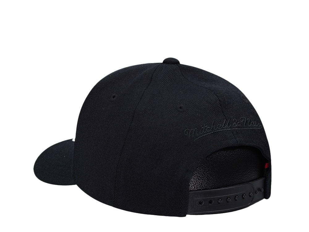 Mitchell & Ness Philadelphia 76ers Black On Black Logo Classic Red Snapback Cap