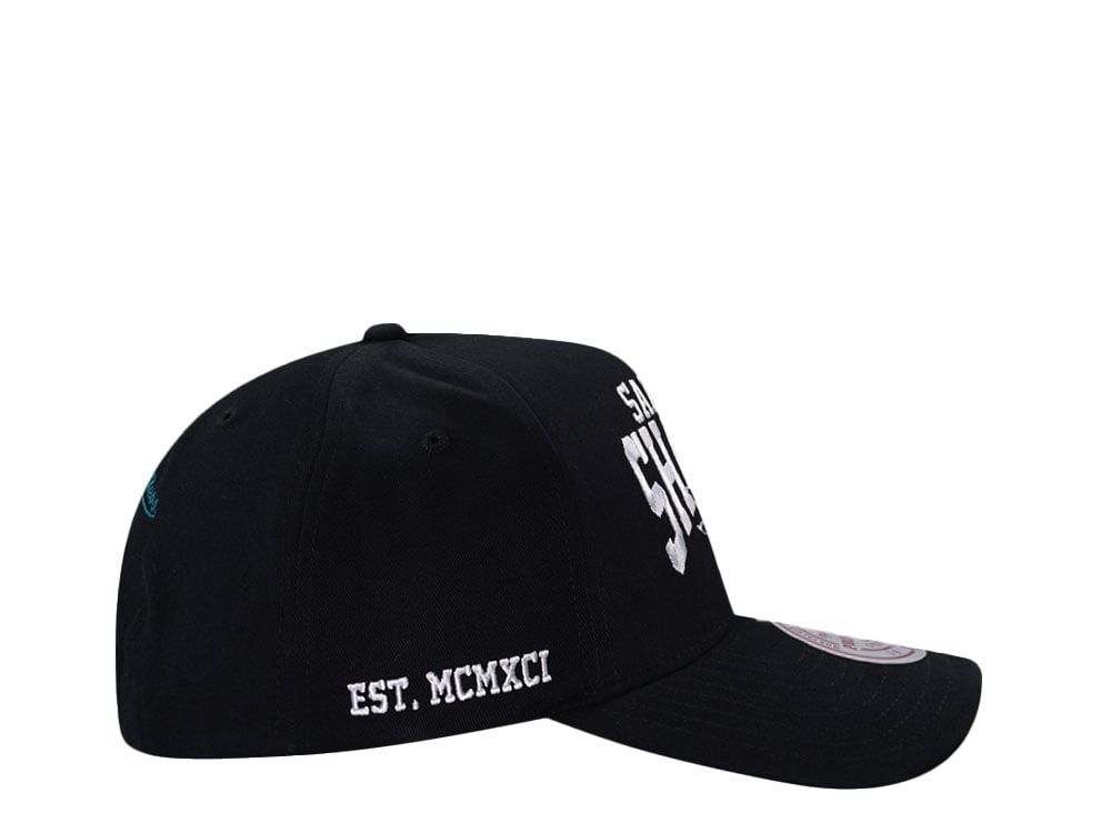 Mitchell & Ness San Jose Sharks Black Pro Pinch Fit Snapback Cap