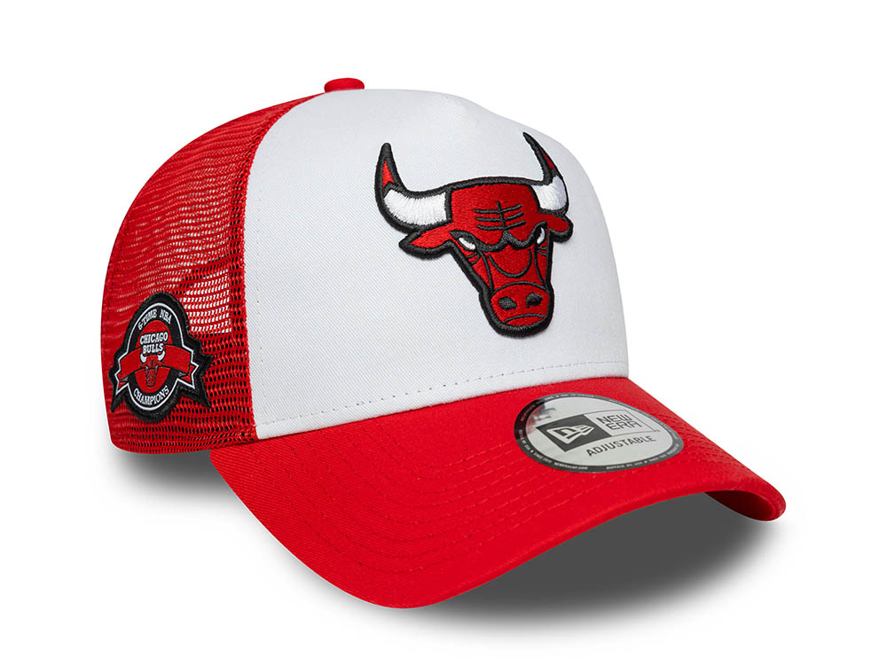 New Era Chicago Bulls 6 Time NBA Champions Edition 9Forty A Frame Trucker Snapback Cap
