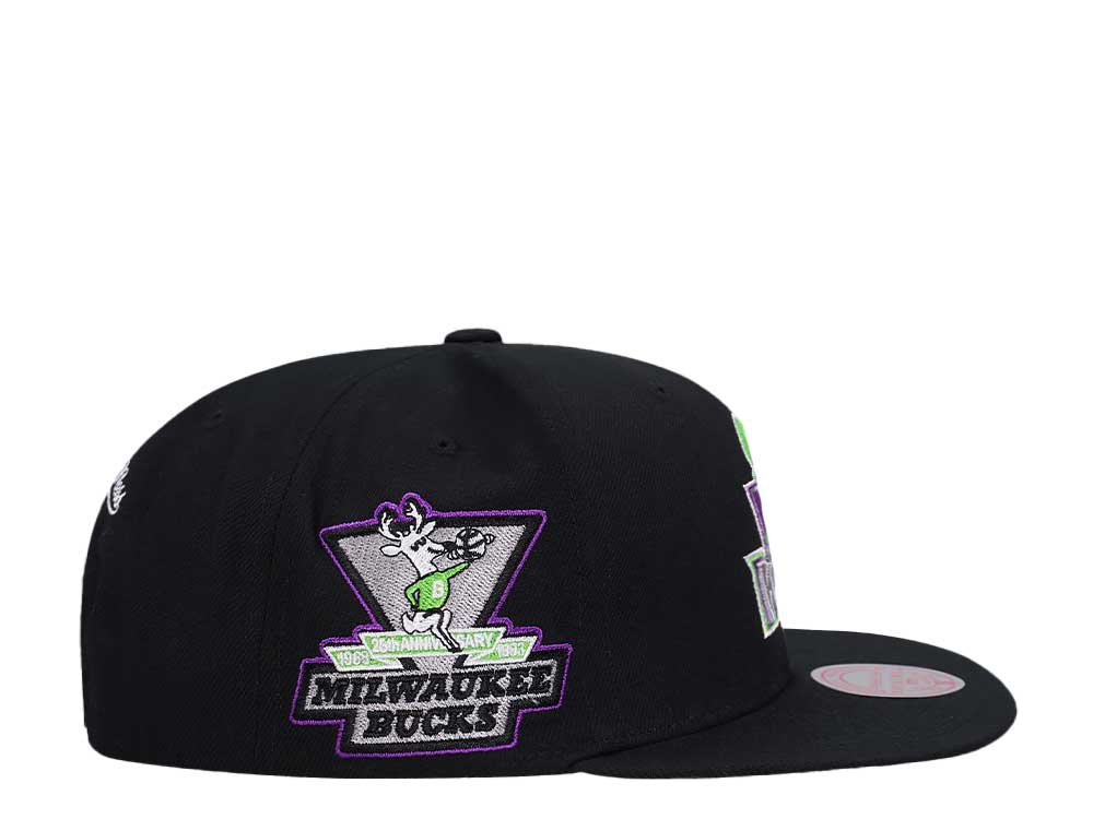 Mitchell & Ness Milwaukee Bucks 25th Anniversary Neon Tropical Hardwood Classic Snapback Cap